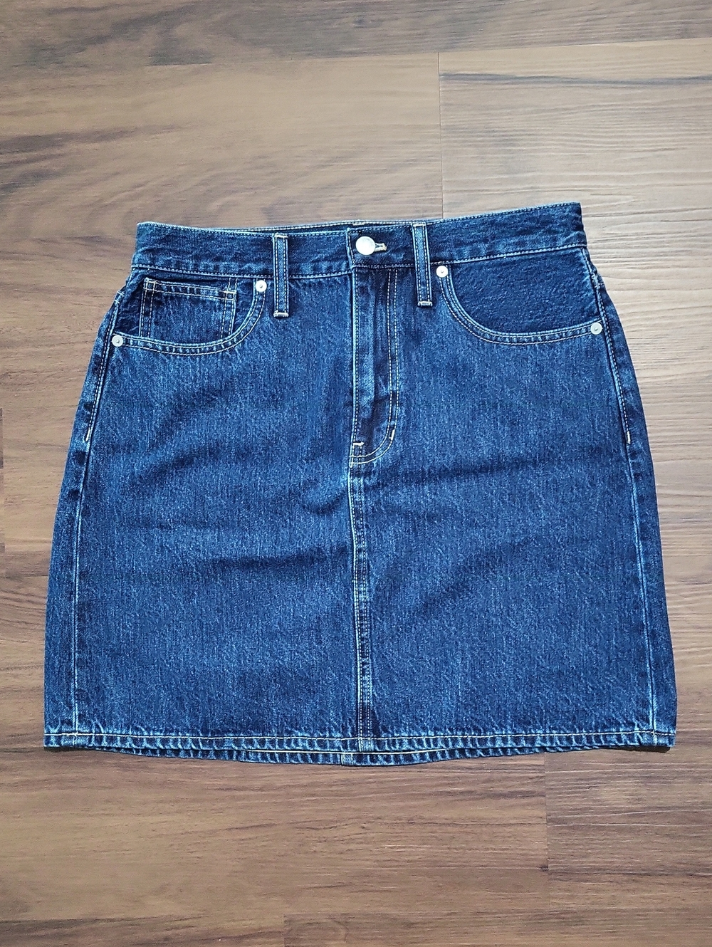 NWT Madewell Rigid Denim A-line Skirt in Sunberry Wash Size 28